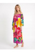 Hand Painted Rayon Off Shoulder Dress